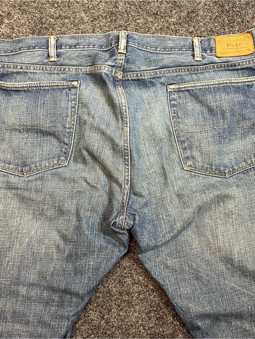 Polo Ralph Lauren Men’s Jeans 42x30 Blue Distressed Slim Fit Denim Pants - Picture 5 of 5